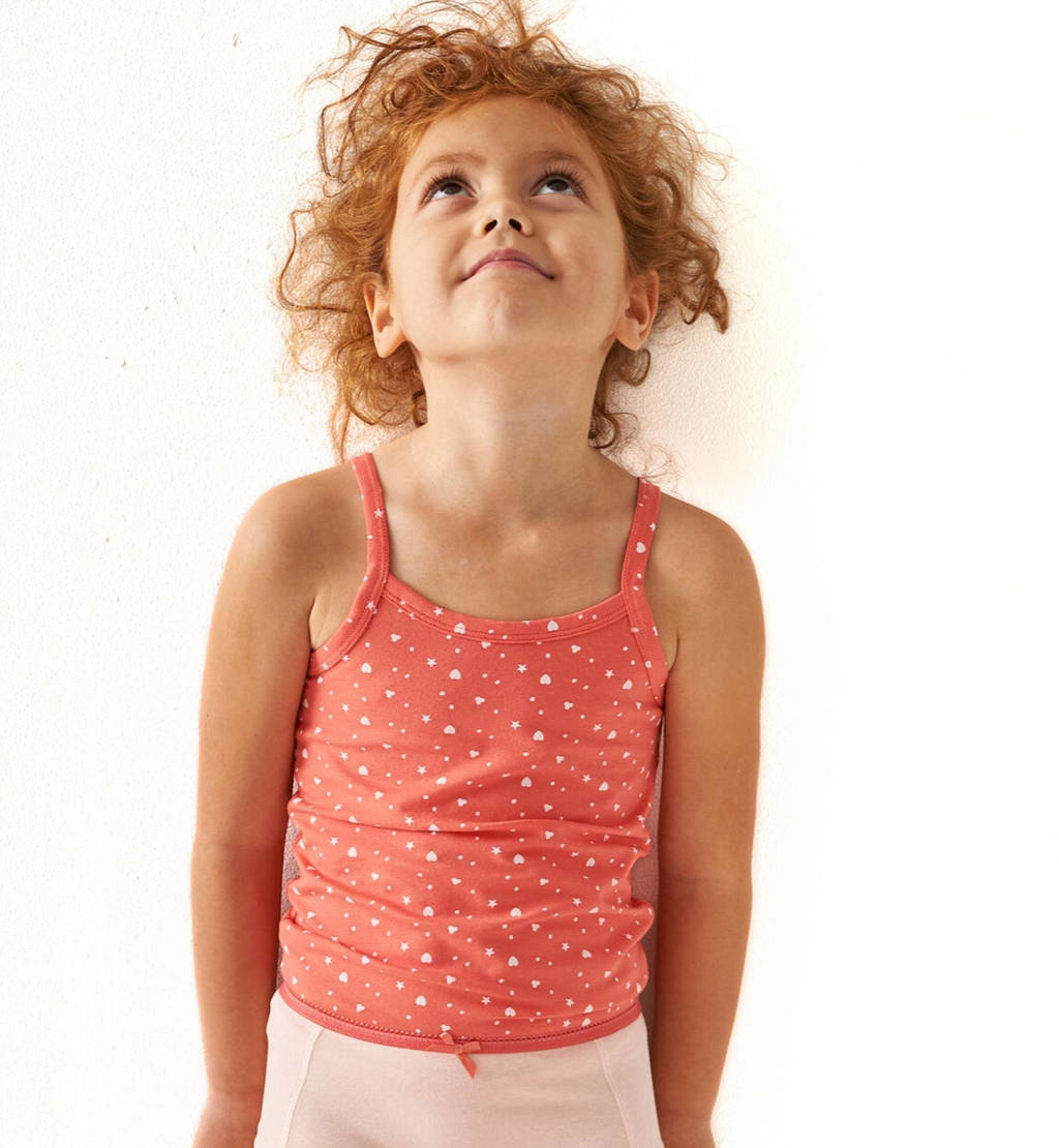 Little Label singlet- set van 3 koraal/roze/wit