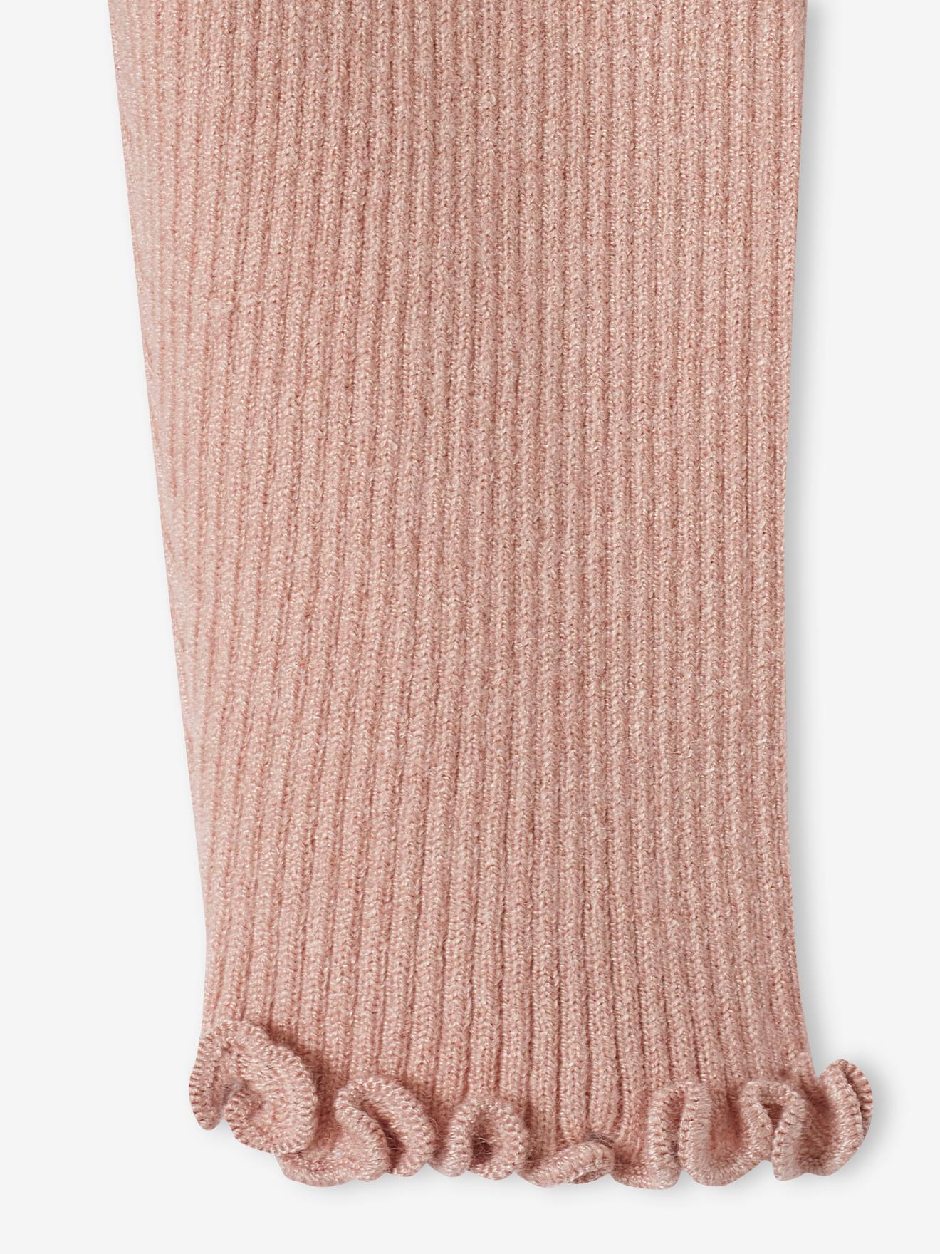 Conjunto de tricô para bebê: suéter + leggings rosa-maquiagem