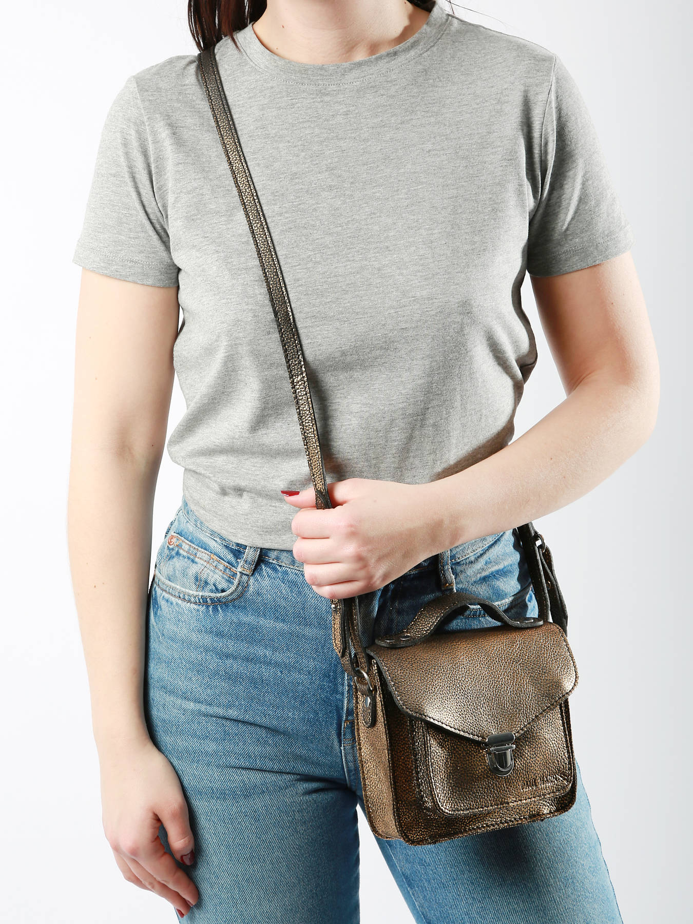 Sac bandoulire Melle George XS Granite cuir PAUL MARIUS