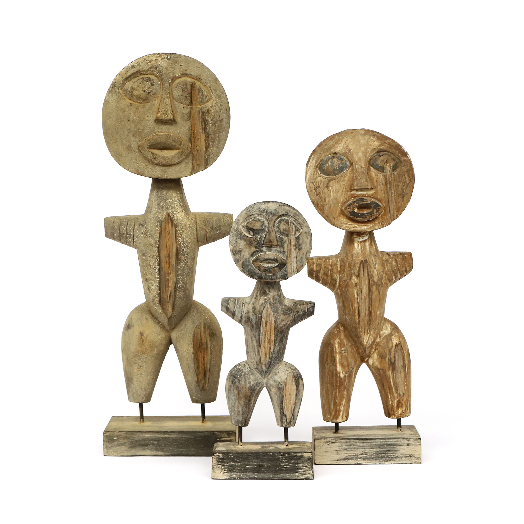 Primitive Holzskulptur L, H 57 cm, B 19 cm, L 10 cm von fischer's lagerhaus