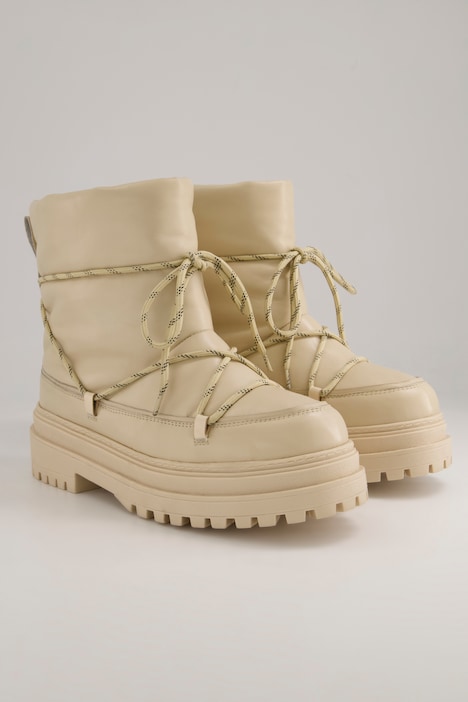 Schneeboots, echtes Leder, Schnürung, Web-Fellfutter, Weite H