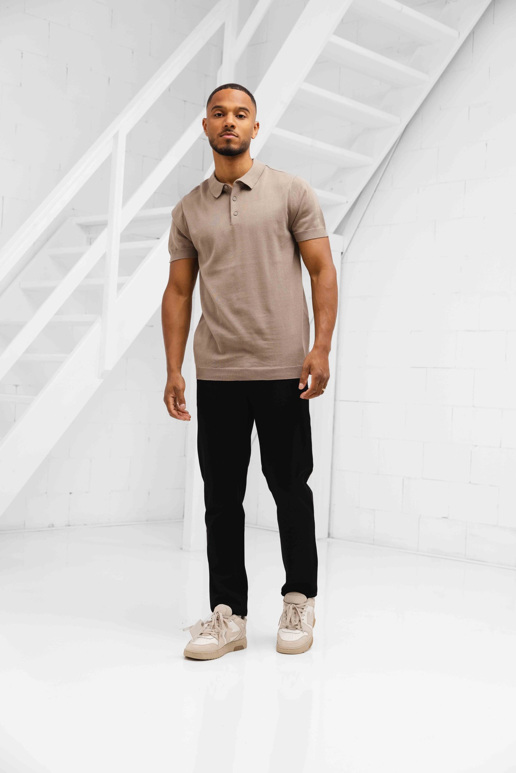 Pure Path Essential Knitwear Polo Heren Bruin
