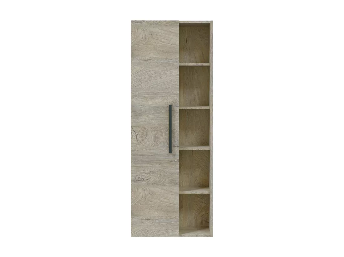 Colonne salle de bain Suspendue avec 1 porte couleur Alaska chêne à nœuds - Longueur 51 x Hauteur 135 x Profondeur 25 cm