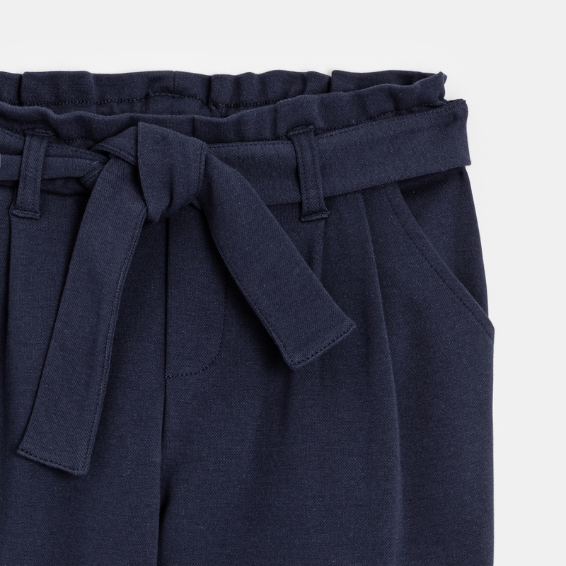 Pantalon chino ceinturé bleu fille