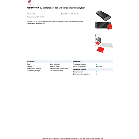 PDP Nintendo Switch skærmbeskytter og renseklud