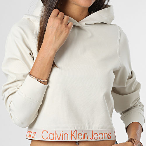 Sweat Capuche Crop Femme 9904 Beige
