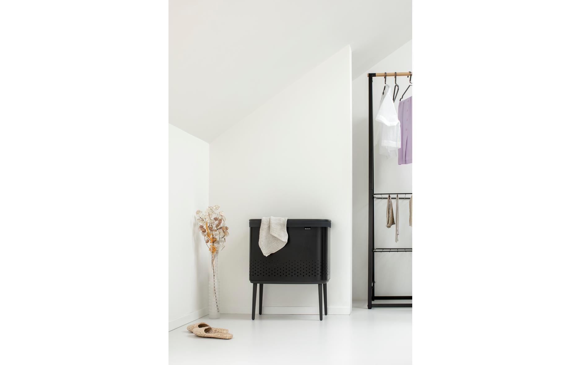 Wäschesammler BO Schwarz, 60 l<br>Schwarzer Wäschekorb