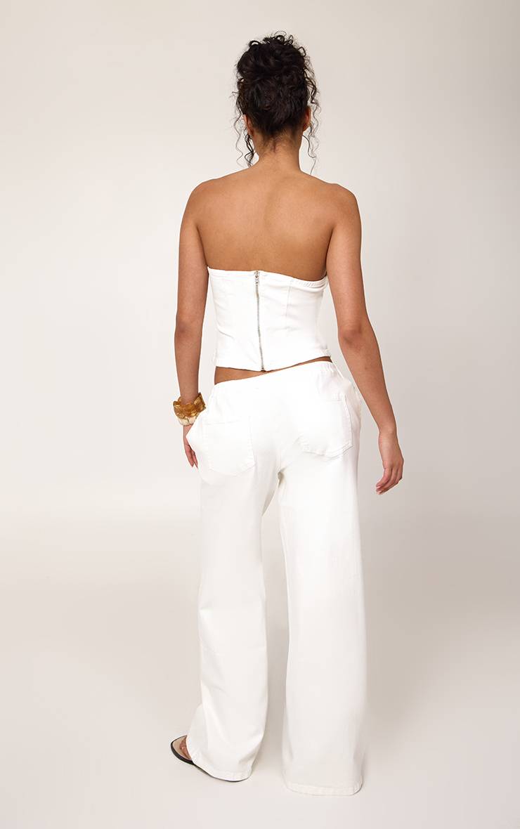 Blanc Jean Large À Taille Nouée