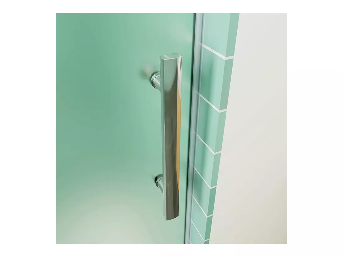 Porte de douche coulissante avec l'amortisseur 140x190cm verre sablé au centre - Installé à Gauche