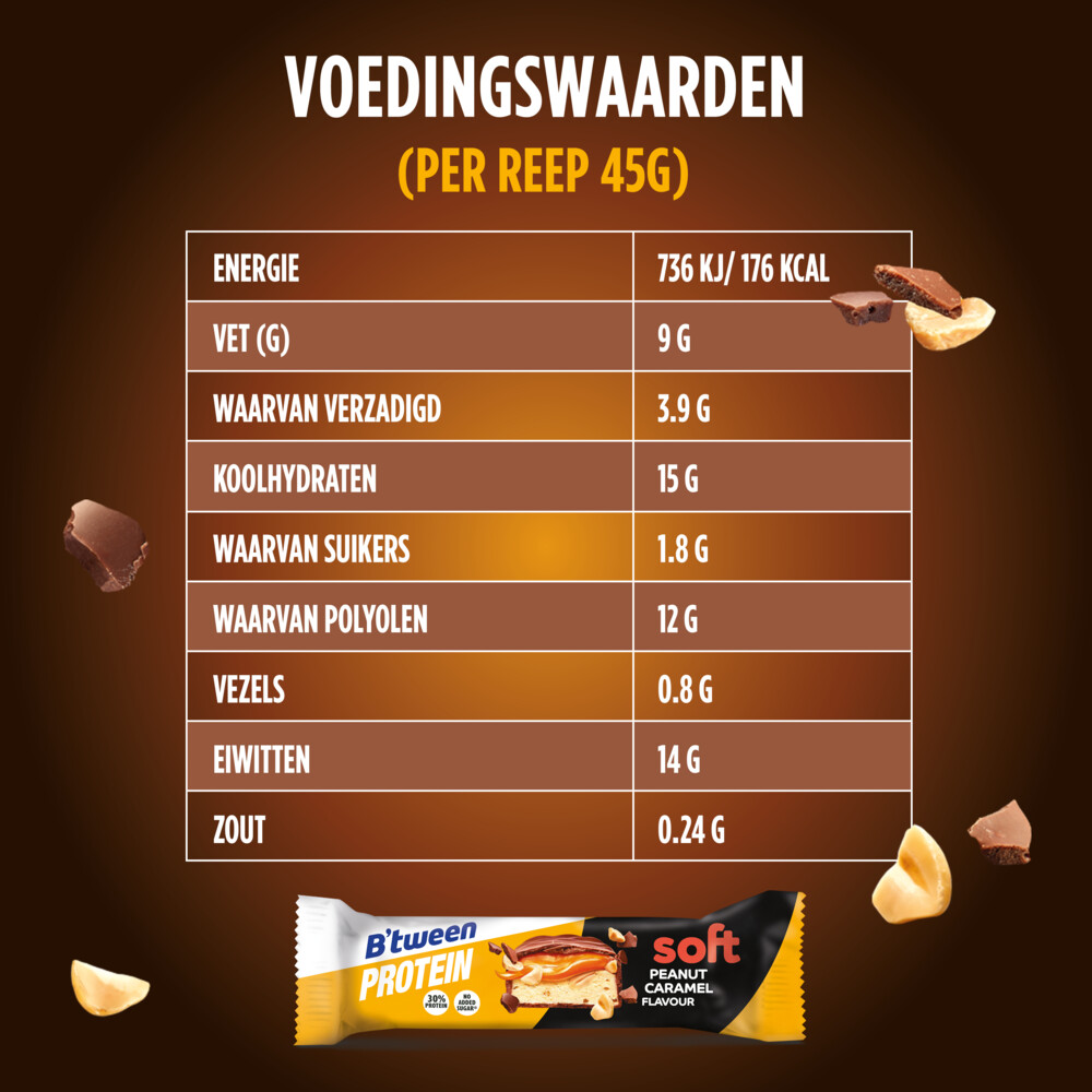 12x Hero B'tween Proteinreep Soft Peanut Caramel45 gr