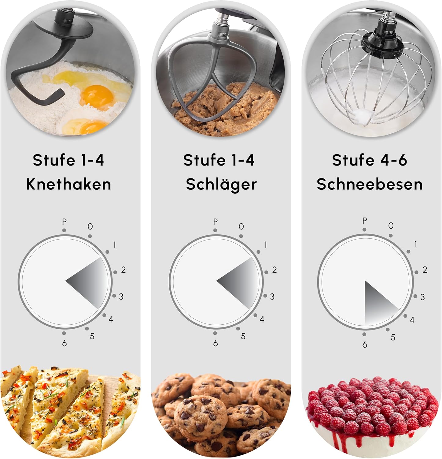 Karaca Mastermaid Chef Pro Double Armed Küche Koch 1500W Soft Cream, Glänzend Cream, 1500W, 5 L Mixer, Food Processor, Geschwindigkeitseinstellung, Knethaken, Verquirlen, Kneten und Mischen