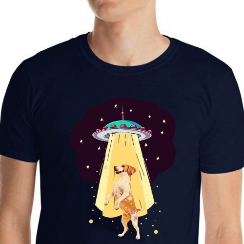 Camiseta masculina Mascochula, personalizada com a foto do seu animal de estimação, azul marinho