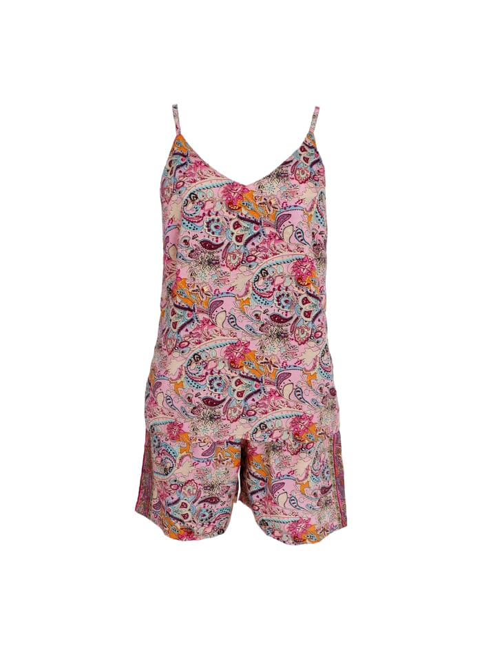 Black Colour Bcluna Shorts Set botanical rose