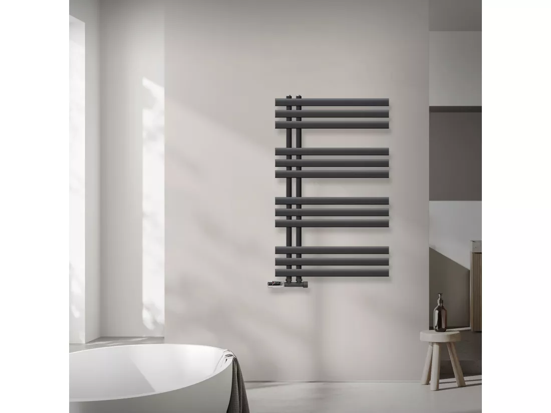 Radiateur de Salle de Bain Iron EM 600x1000 mm Anthracite Raccord Central au Bas