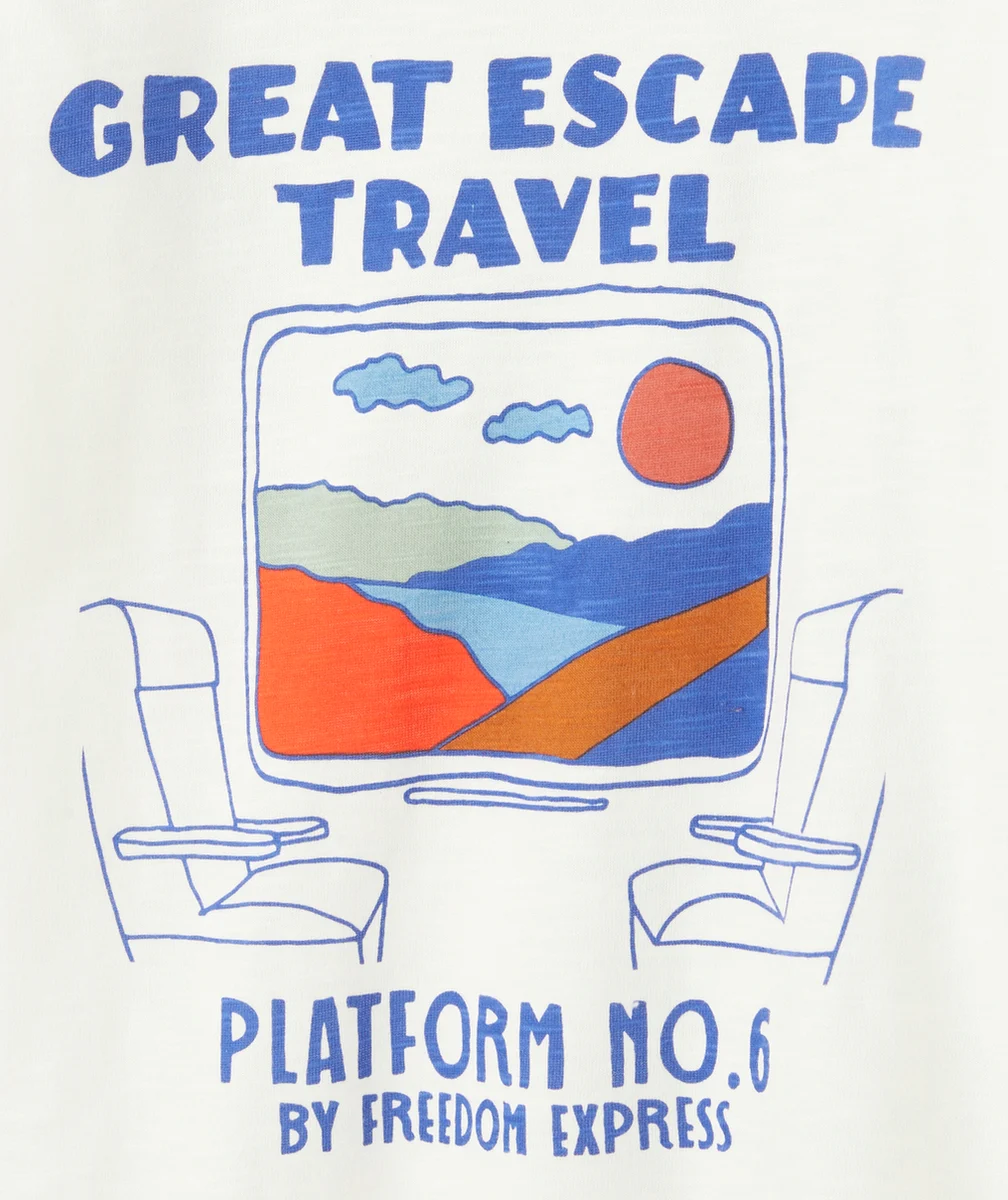 T-SHIRT MANCHES LONGUES GARÇON EN COTON BIOLOGIQUE AVEC MOTIF GREAT ESCAPE