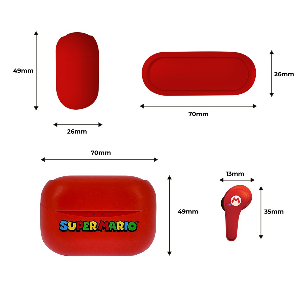OTL - TWS Earpods - Super Mario Rød