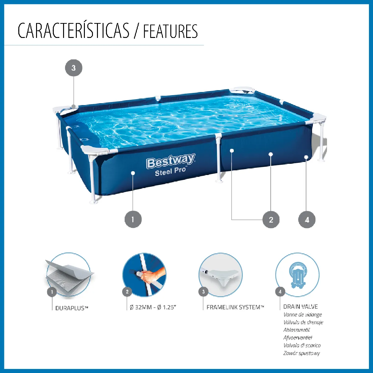 BESTWAY Steel Pro 221x150x43 cm