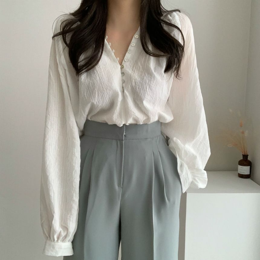 Happo - Henley effen blouse