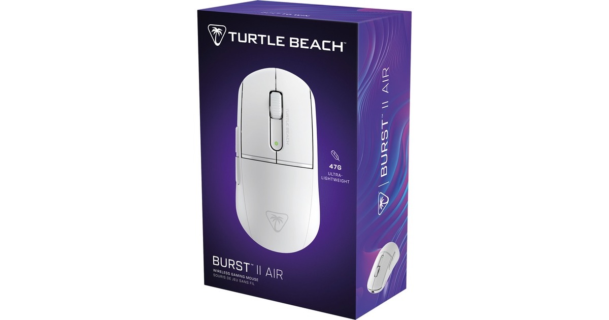 Turtle BeachBurst II Air gaming muis  (Wit, USB-C / 2,4GHz / Bluetooth, 50 - 26.000 Dpi, RGB, Tweedekans)