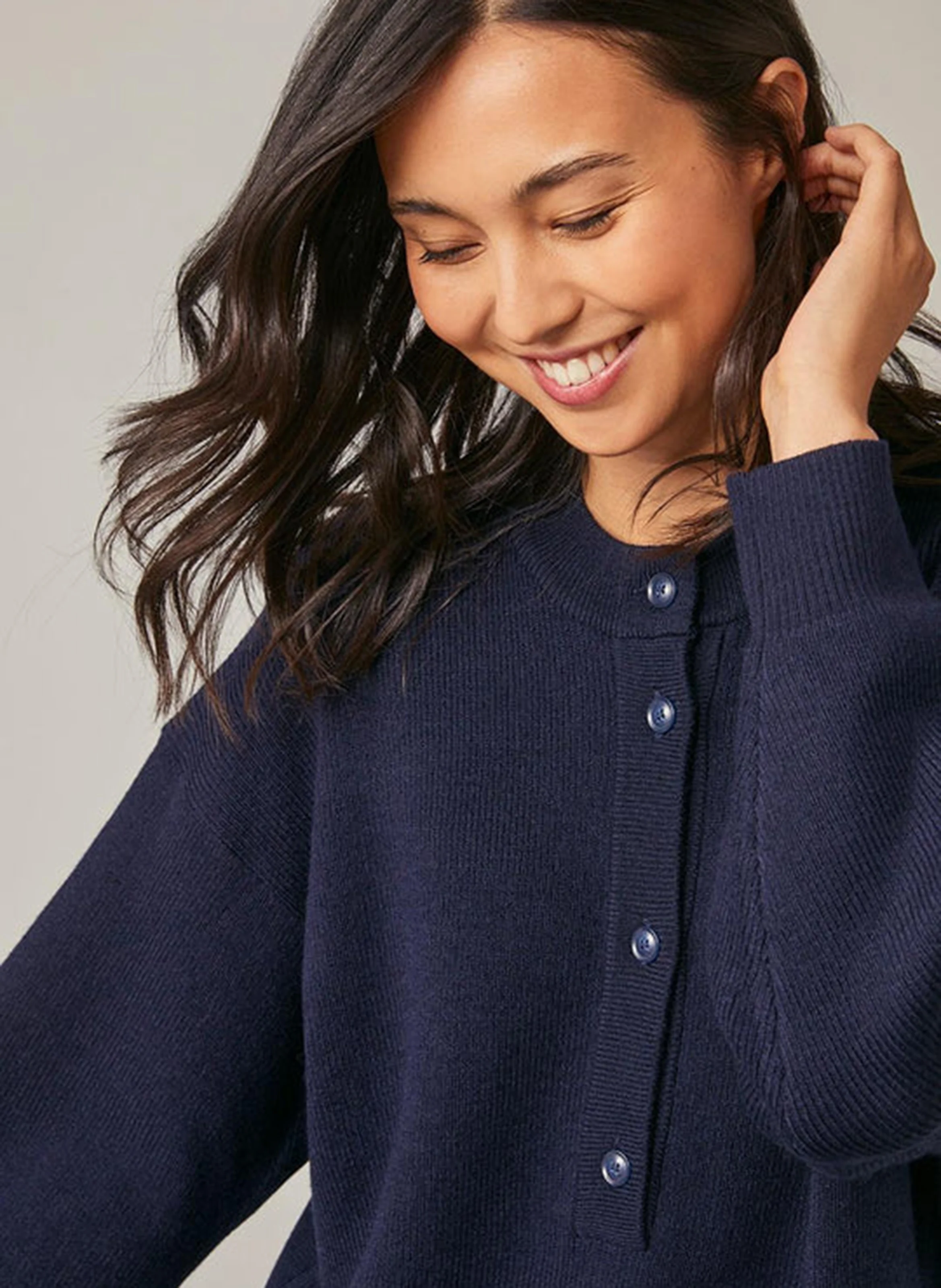 ENOIS - Robe pull courte en laine mélangée | Bleu