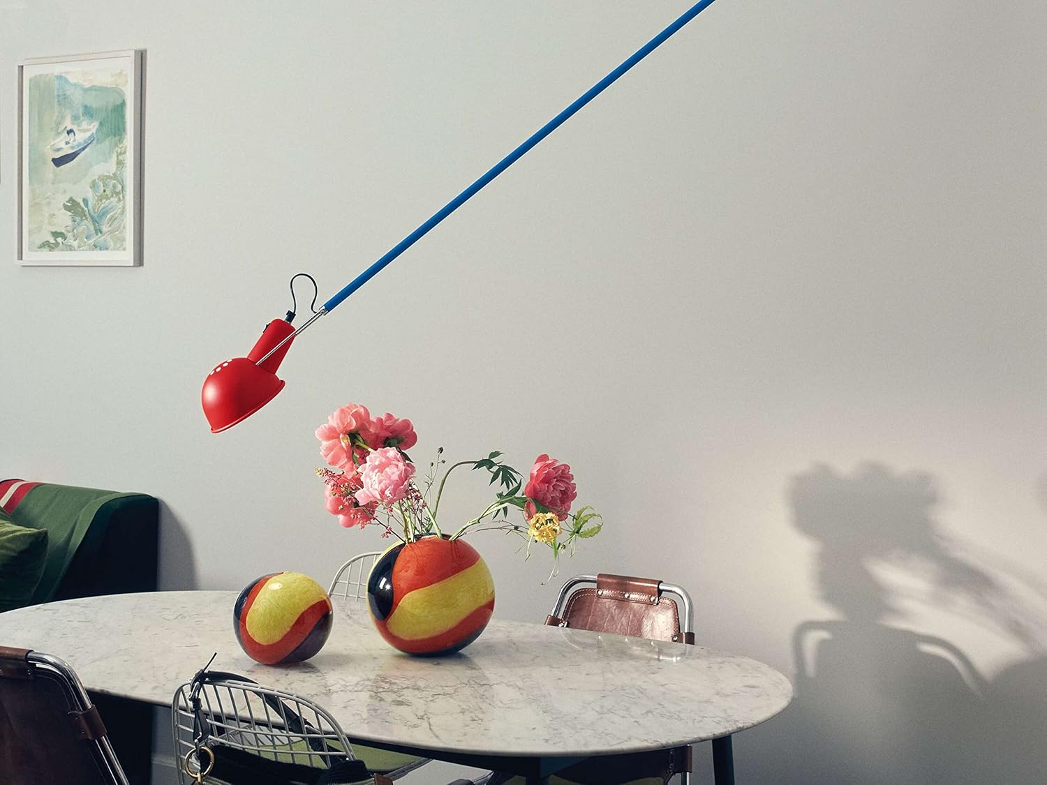 Flos Wand oder Deckenleuchte 265 aus Stahl und Messing in der Farbe Chromatica 75W, Maße: 35cm x 85cm x 205cm, A0300099