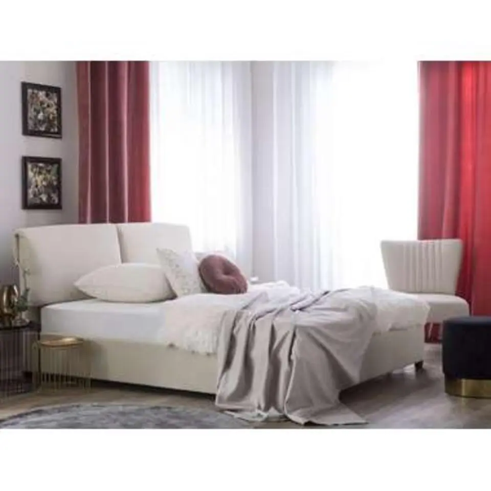 BELFORT - Tweepersoonsbed - Beige - 140 x 200 cm - Polyester