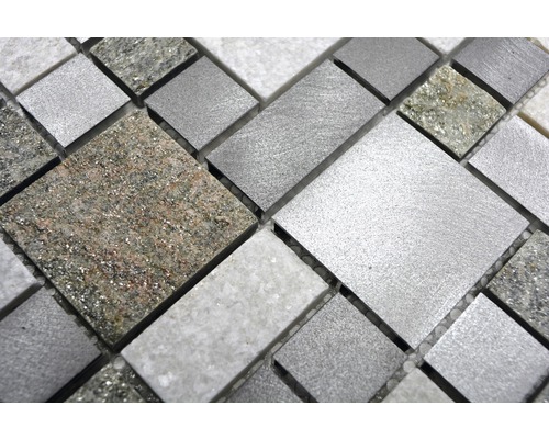 Natuursteenmozaïek XSA 525 zilver/grijs 30x30 cm