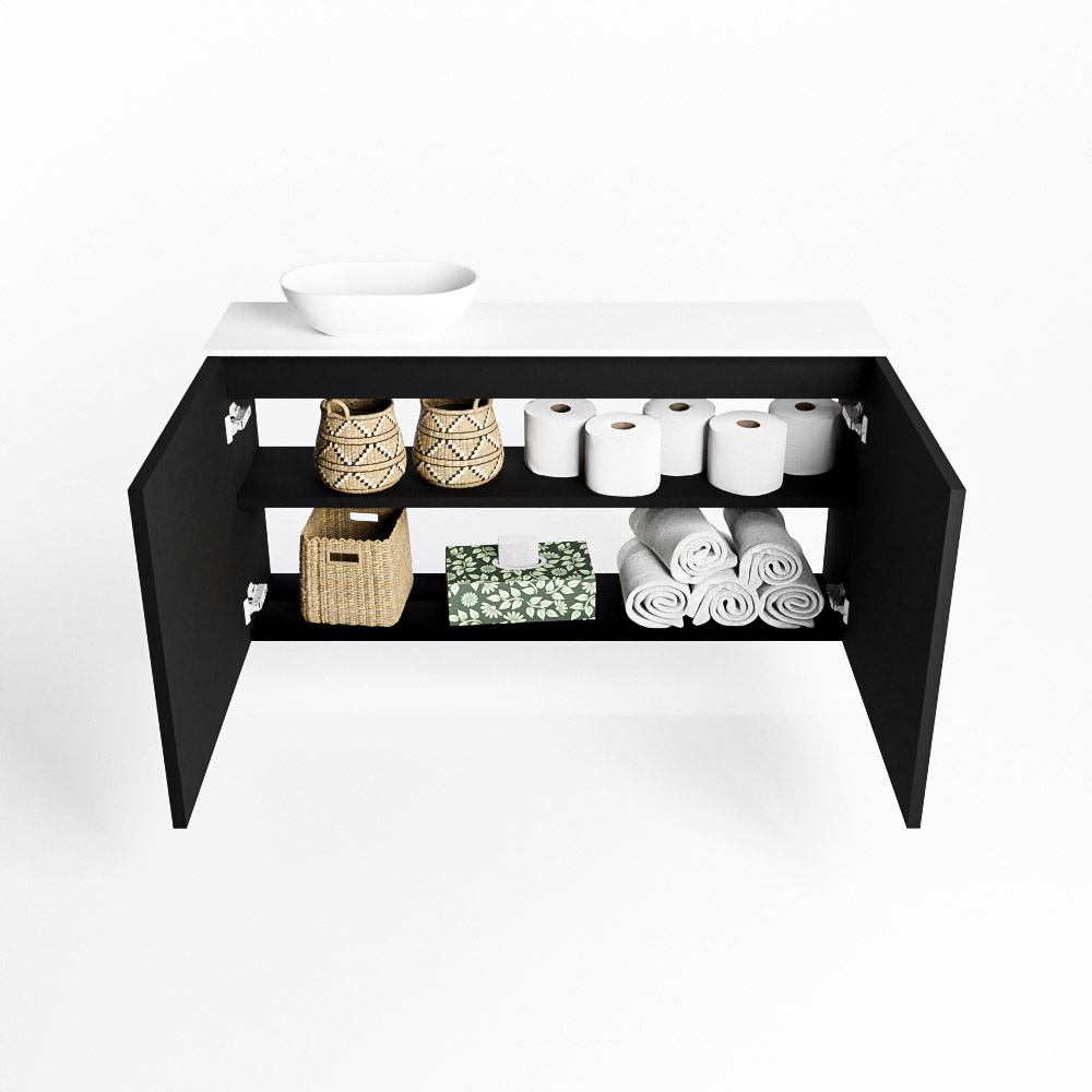 Mondiaz Fowy toiletmeubel 100cm urban met witte waskom links zonder kraangat