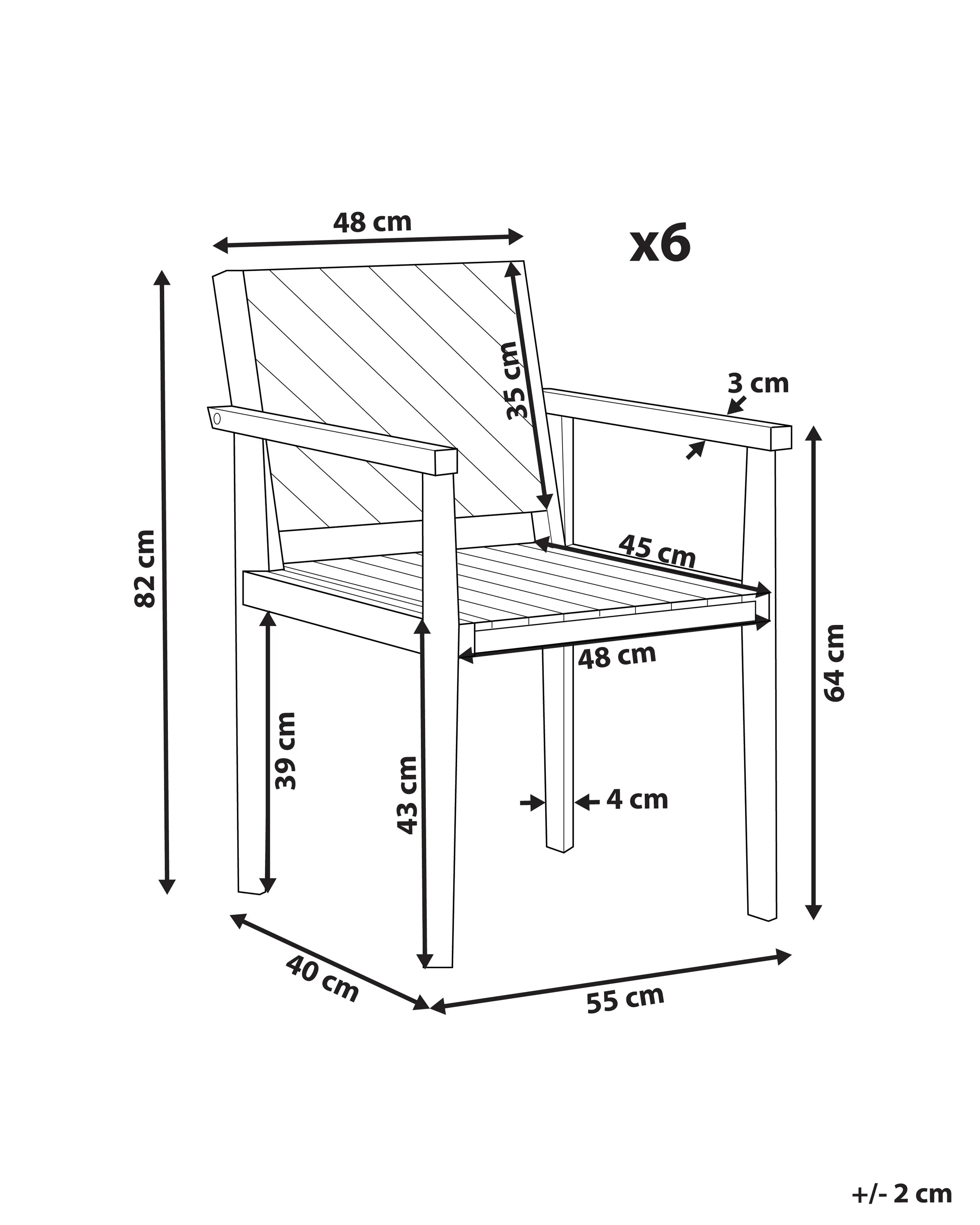 Set van 6 tuinstoelen BARATTI Acaciahout Bruin