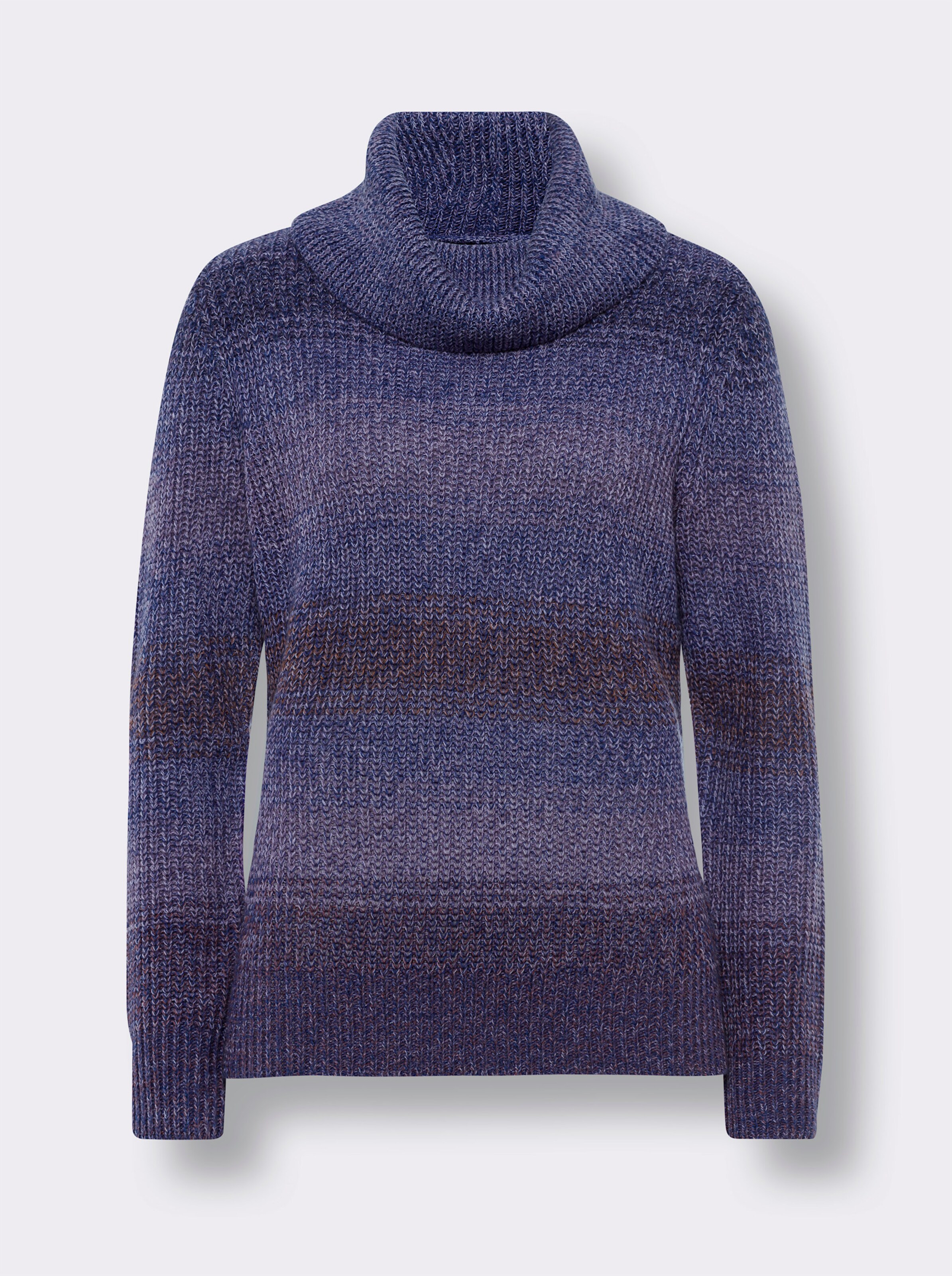 Rollkragenpullover mit Melange-Streifenmuster