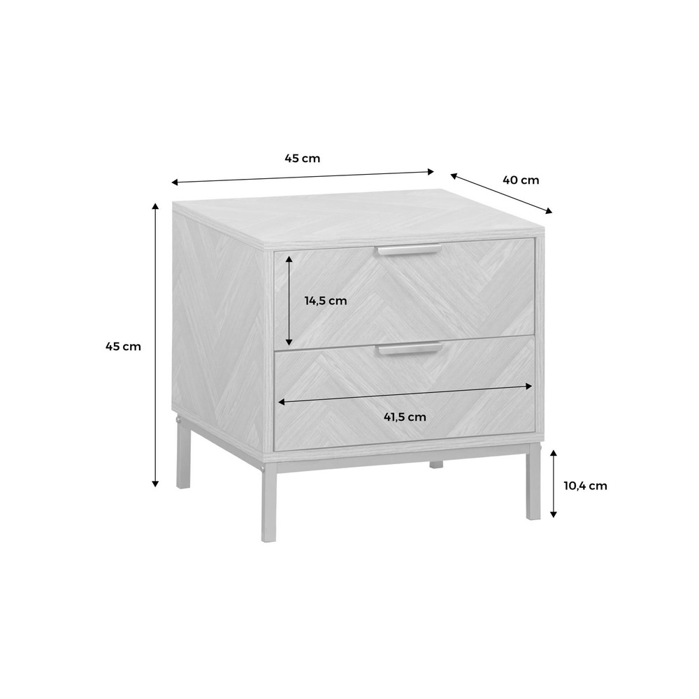 Lot de 2 tables de chevet. Budapest. Deux tiroirs. L 45 x l 40 x h 45cm