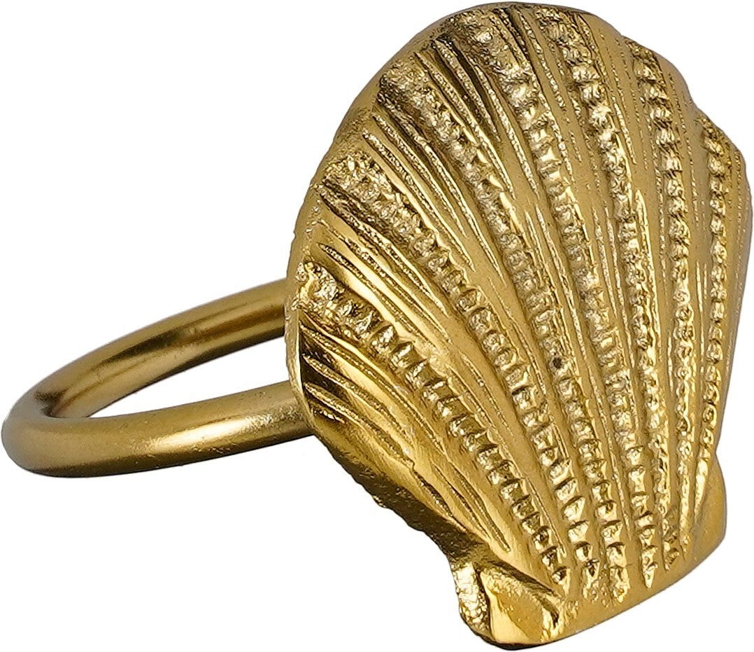 Mica Decorations servetring Schelp goud 6 x 5,5 x 5 cm