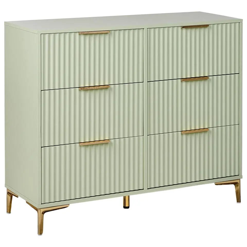 WALCOTT - Ladekast met 6 lades - Lichtgroen - MDF