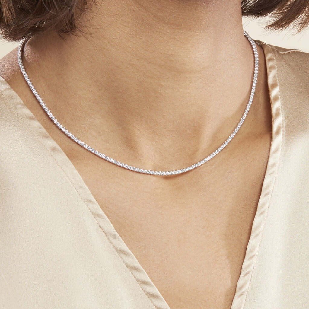 Collier Lou-anne Argent Blanc Oxyde De Zirconium Blanc