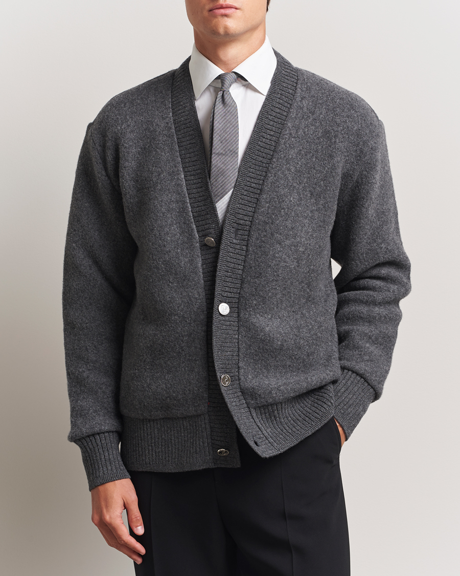 Thom Browne Wool Fleece Cardigan Charcoal