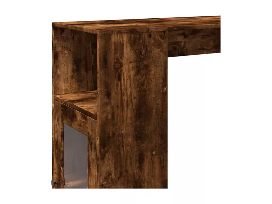 Table de bar avec étagères chêne fumé bois d'ingénierie