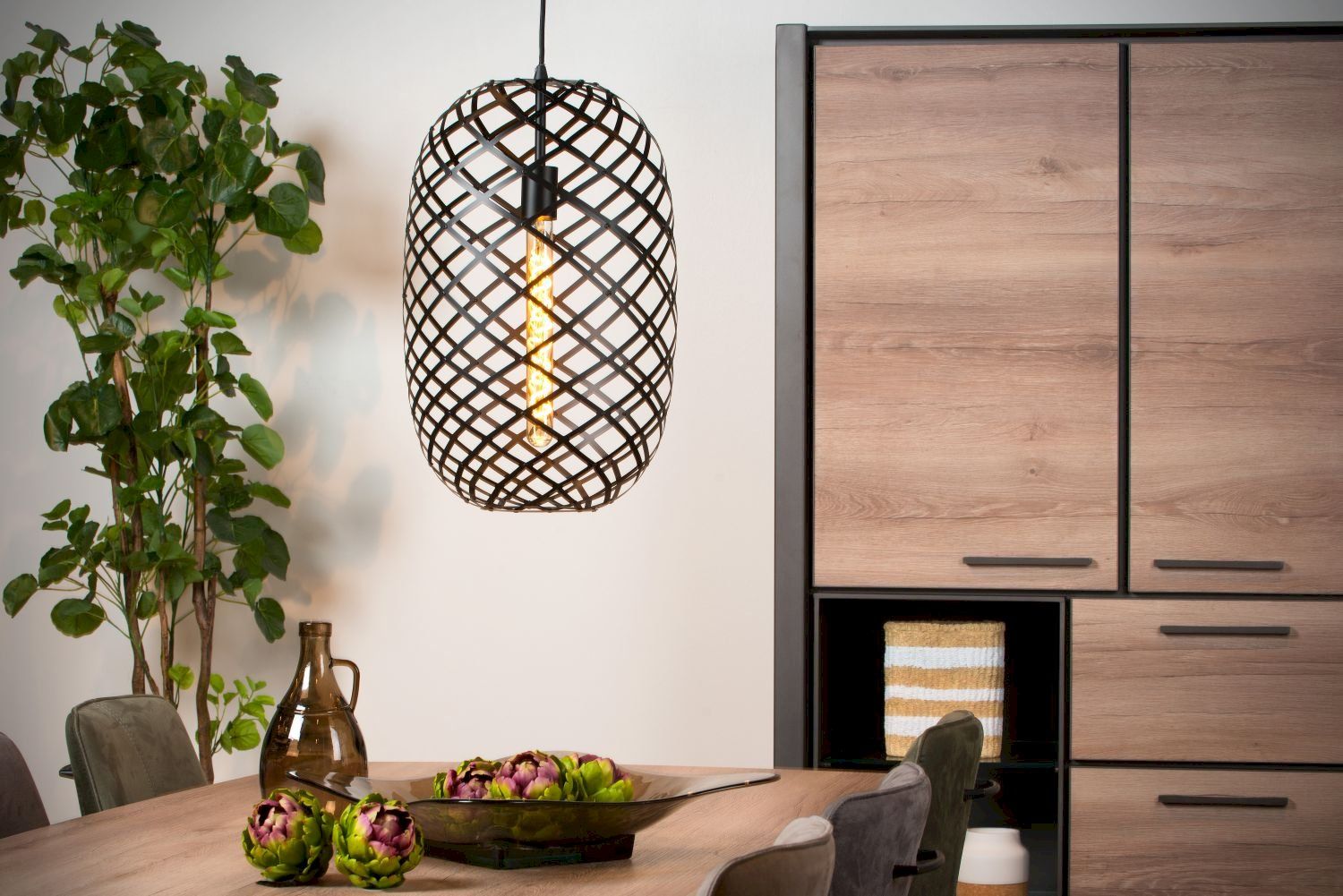 Lucide   Wolfram Zwart Hanglamp