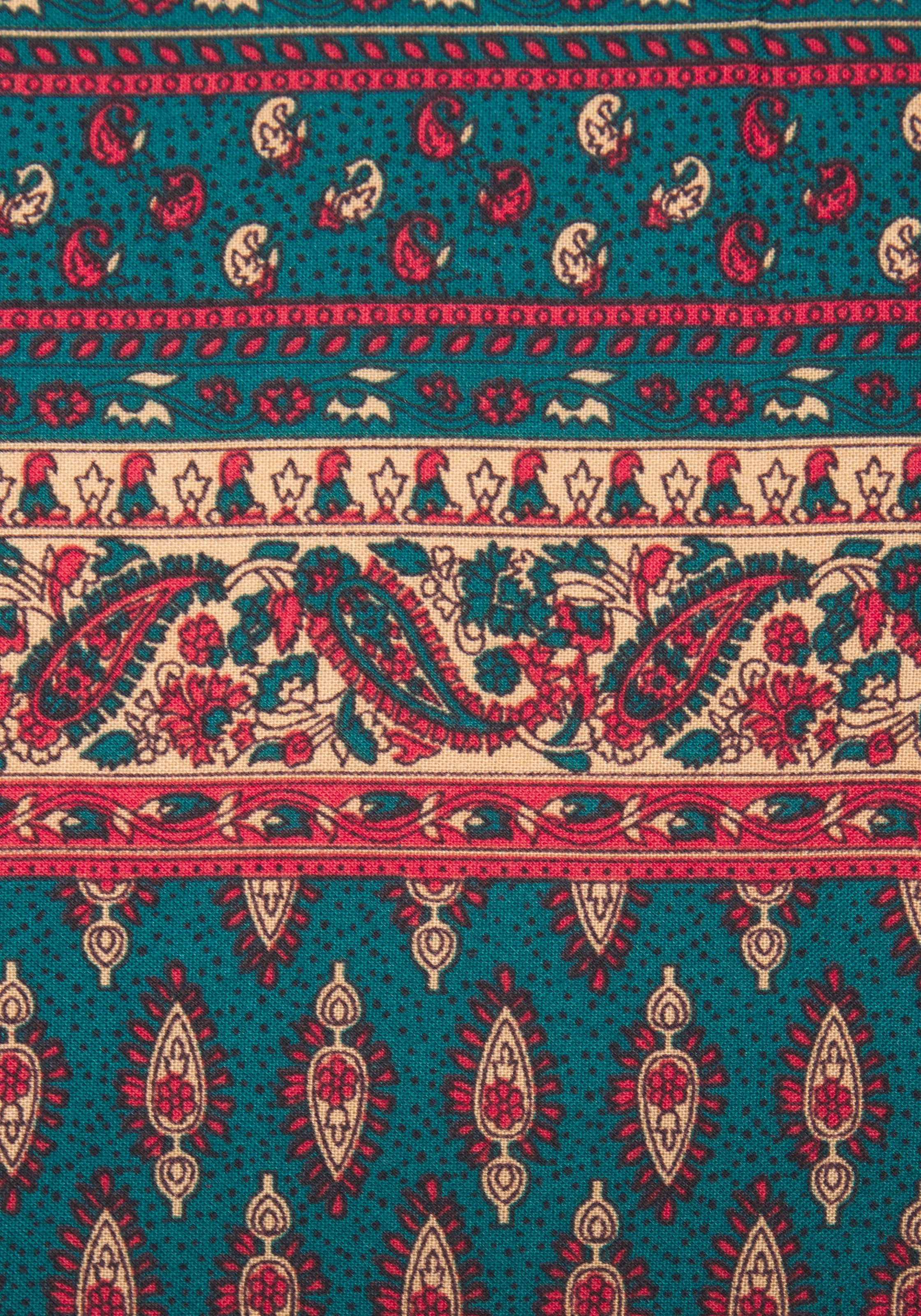 Buffalo Schlupfbluse mit Ethnodruck und Zierperlen, Boho-Style, Langarmbluse