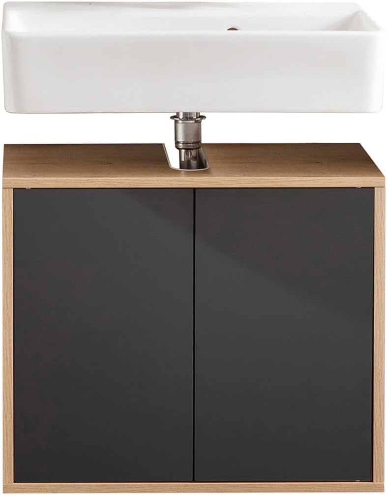 BadeDu Minho Badmöbel-Set 2-teilig – 60 cm in Anthrazit – Waschbeckenunterschrank mit Waschbecken im skandinavischen Stil – Made in Germany