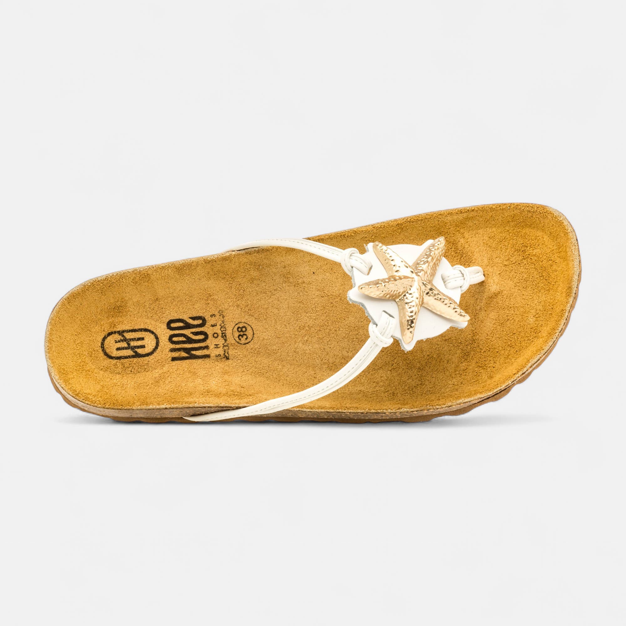 Mules semelle liège Femme en cuir blanc