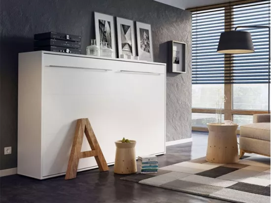 Lit escamotable Concept Pro Lenart Levfere 165, Unique, Blanc, 120x200, Stratifié, 157cm