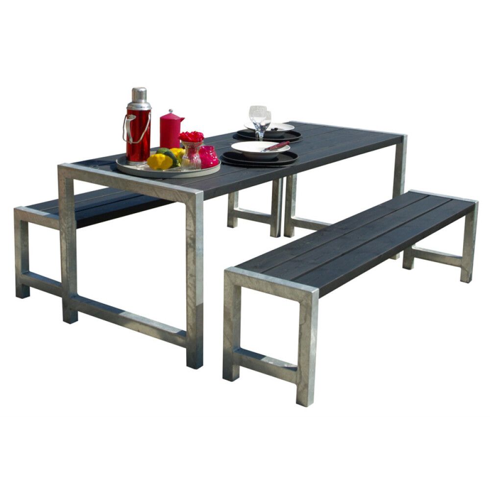 BENKESETT PLUS BORD/2 BENKER 186CM SVART