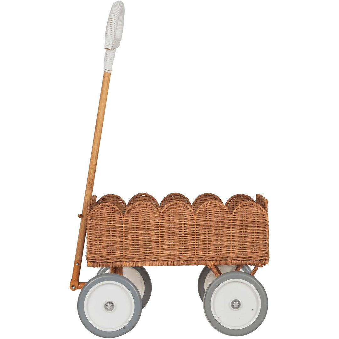 Olli ella gevlochten trekwagen wonder wagon - naturel