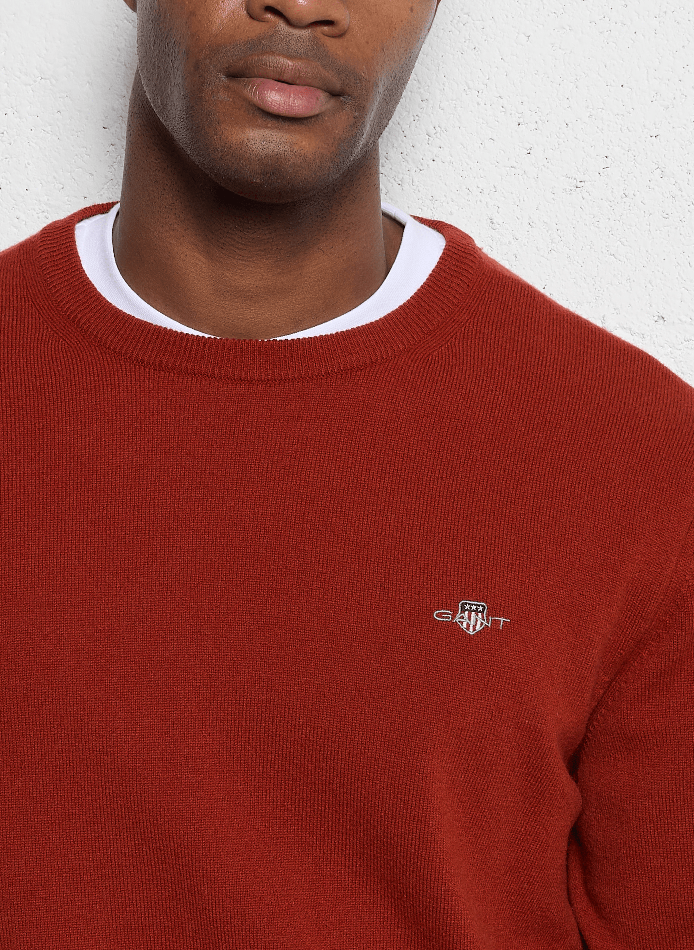 Pull droit col rond en laine | Rouge