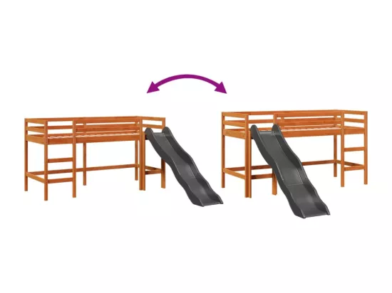 Lit mezzanine d'enfants sans matelas 90x200 cm bois pin massif