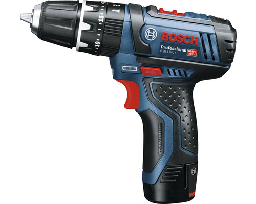 Bosch Professional GSB 12V-15 accu-slagboormachine, inclusief 2 accu's (2,0 Ah) en lader