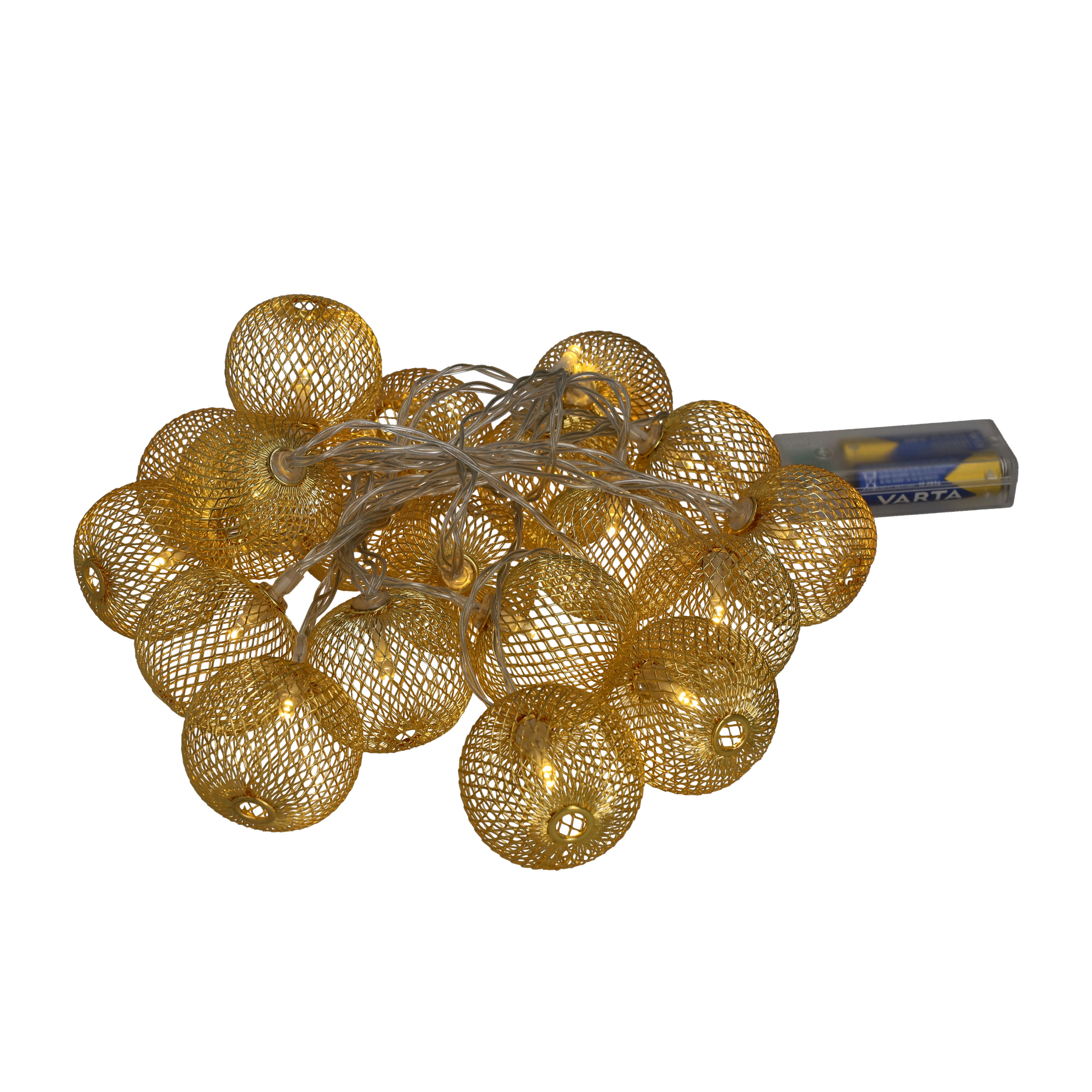 (3m) 20 LED's Metall Deko USB Lichterkette Kugeln Outdoor Beleuchtung IP44 - Gold