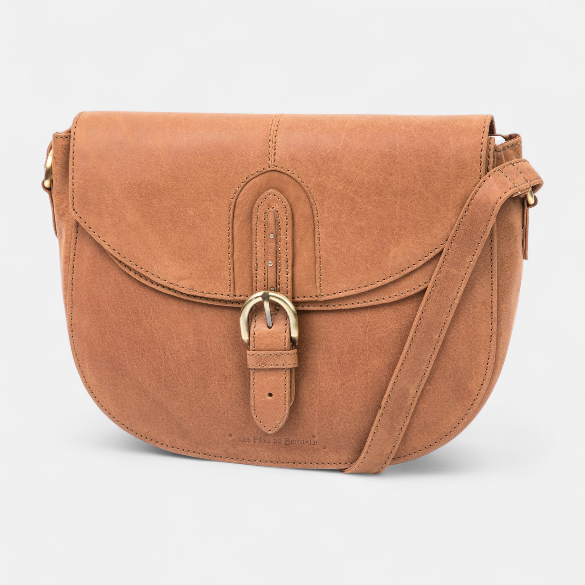 Sac bandoulière en cuir cognac