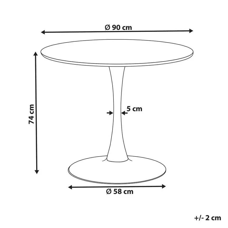 BOCA - Ronde eettafel - Wit/Goud - 90 cm - MDF