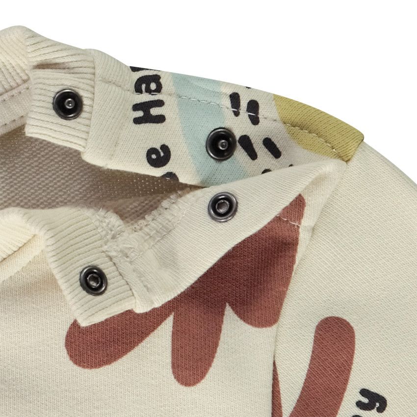 Ensemble jogging molleton imprimé arty pour bébé garçon - Ecru